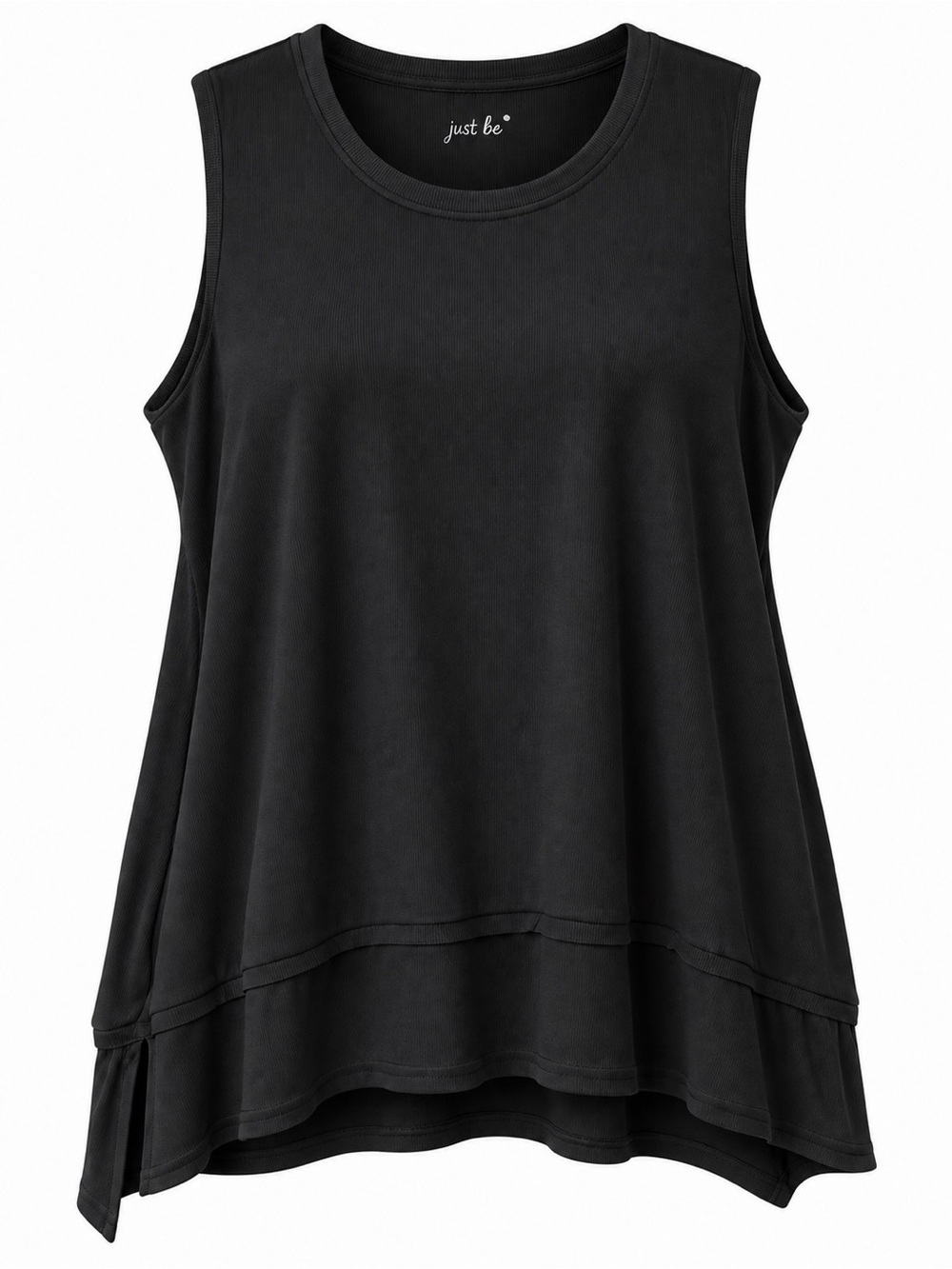 just be Black Relaxed Round-Neck Sleeveless Tank